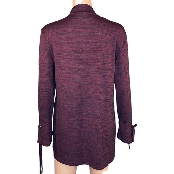 Charter Club Burgundy Open Front Cardigan Sweater Womens SZ Petite XL Tie Detail - Picture 3 of 6